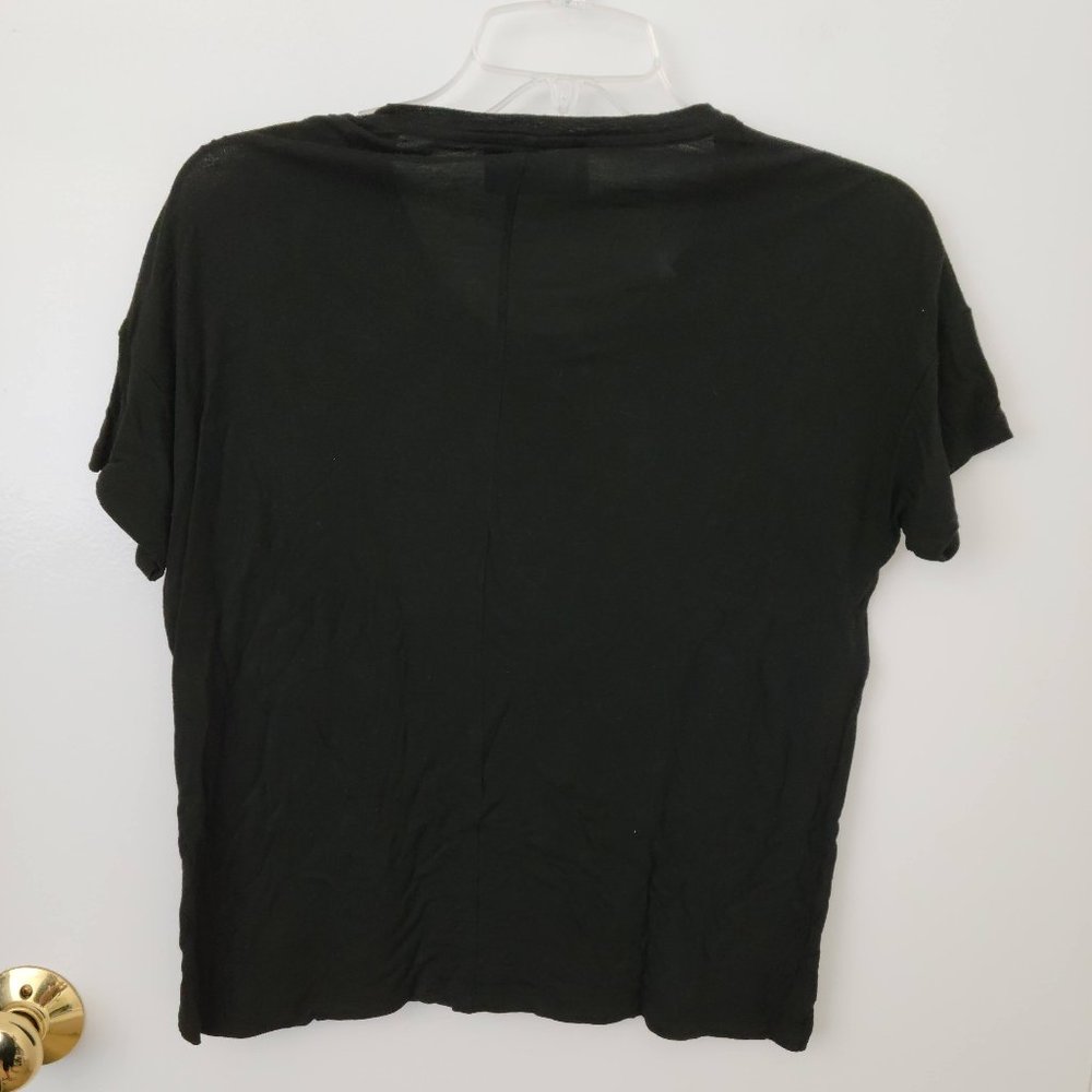 The Kooples Woman Black Short Sleeve Shirt with Silver Grommets - Picture 3 of 3